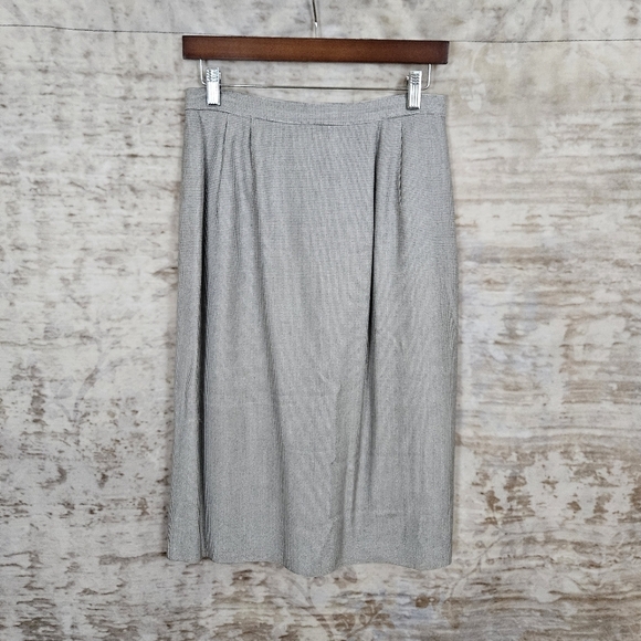 Vintage 1990s Houndstooth Pencil Skirt Academia Pinup VTG 90s M Black White - Picture 5 of 10